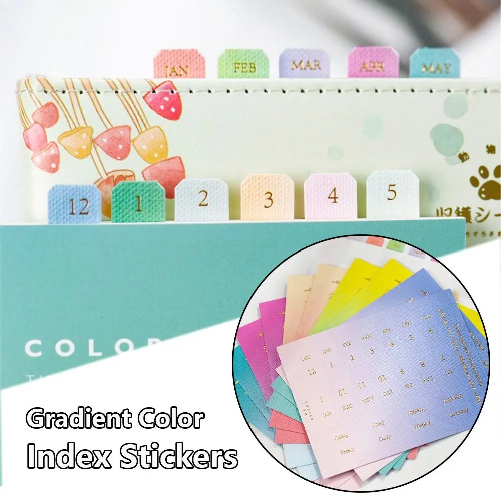 

2 Bag 20 Sheets Gift Student DIY Scrapbooking Gradient Color Bookmark Index Stickers Classification Marker Index Label