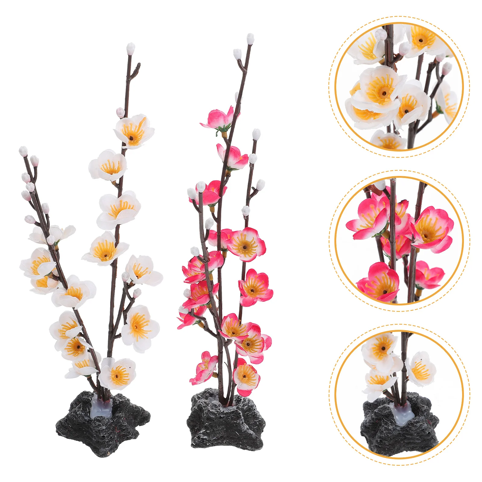 

2Pcs Fish Tank Flower Statue Sashimi Decoration Flower Artificial Aquarium Plants Sushi Table Flower