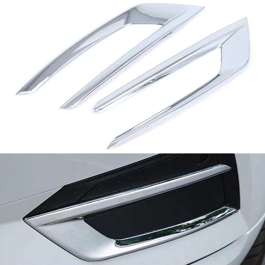 2x Car ABS Chrome Grill Front Rear Fog Light Lamp Eyelid Eyebrow Molding Cover Trim Decoration Fit For Volvo XC60 2018-2020 - купить по