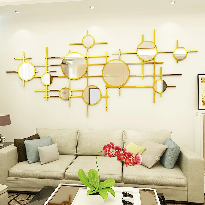 Наклейки на стену зеркало с геометрическим рисунком акриловые для гостиной