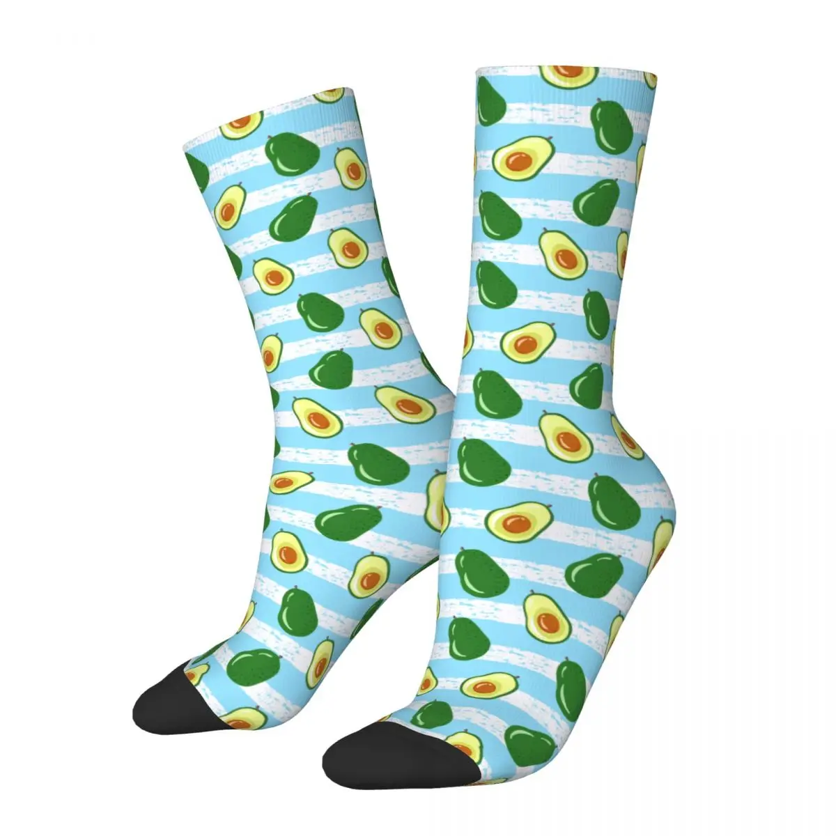 

Cool Women Men Sliced Avocado On A Striped Blue Theme Socks Merch Soccer Socks Warm Birthday Present