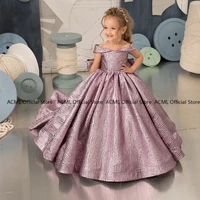 yipeisha off the shoulder a line flower girl dresses communion gowns 2022 new arrived with big bow chapel train vestidos de ni%c3%b1a