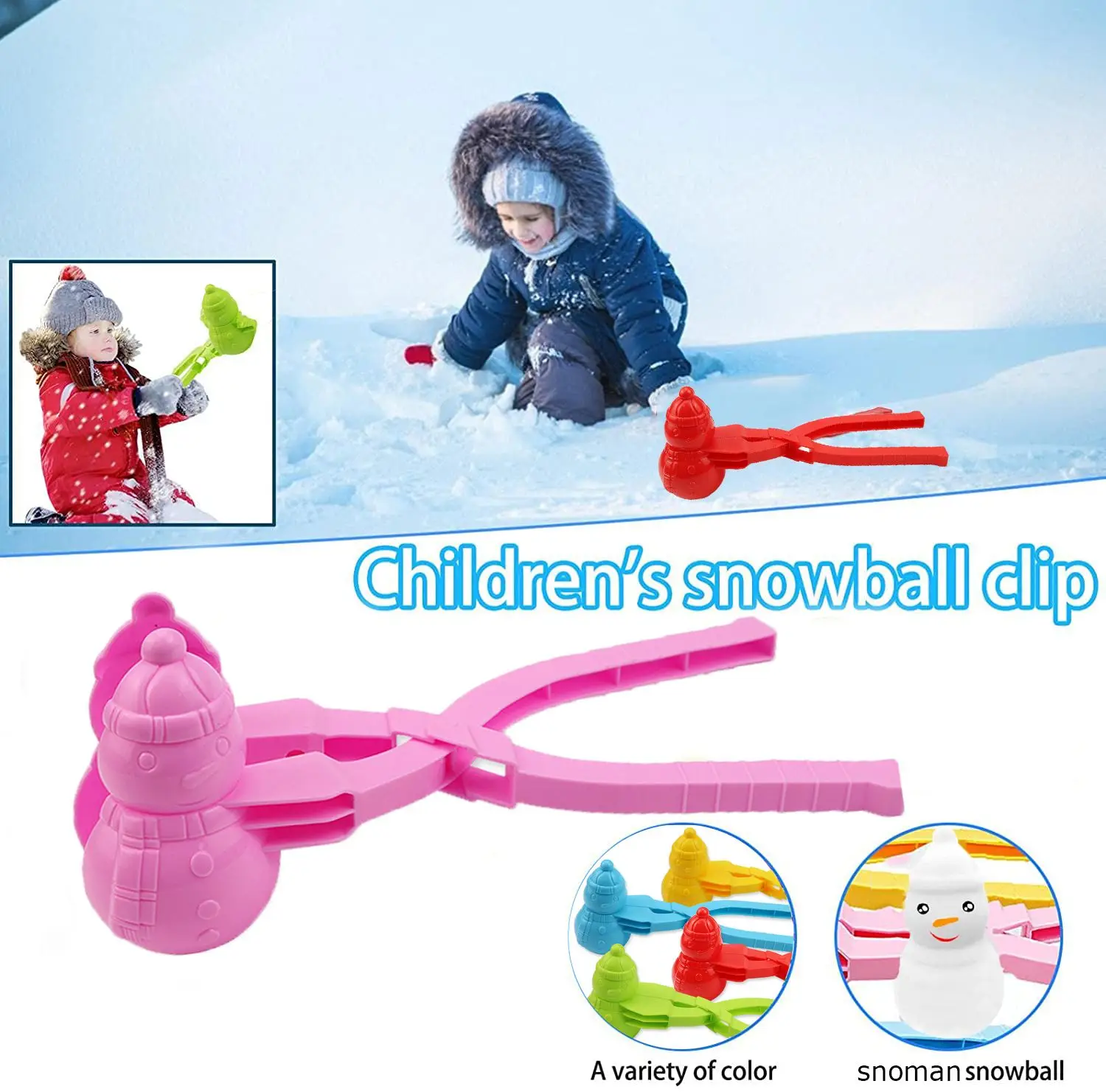 

Toy Winter Snowball for Kids Christmas Snowman Shaped Beach Sand Mold Tool Snowball Maker Toys Winter Clip Snow Toy