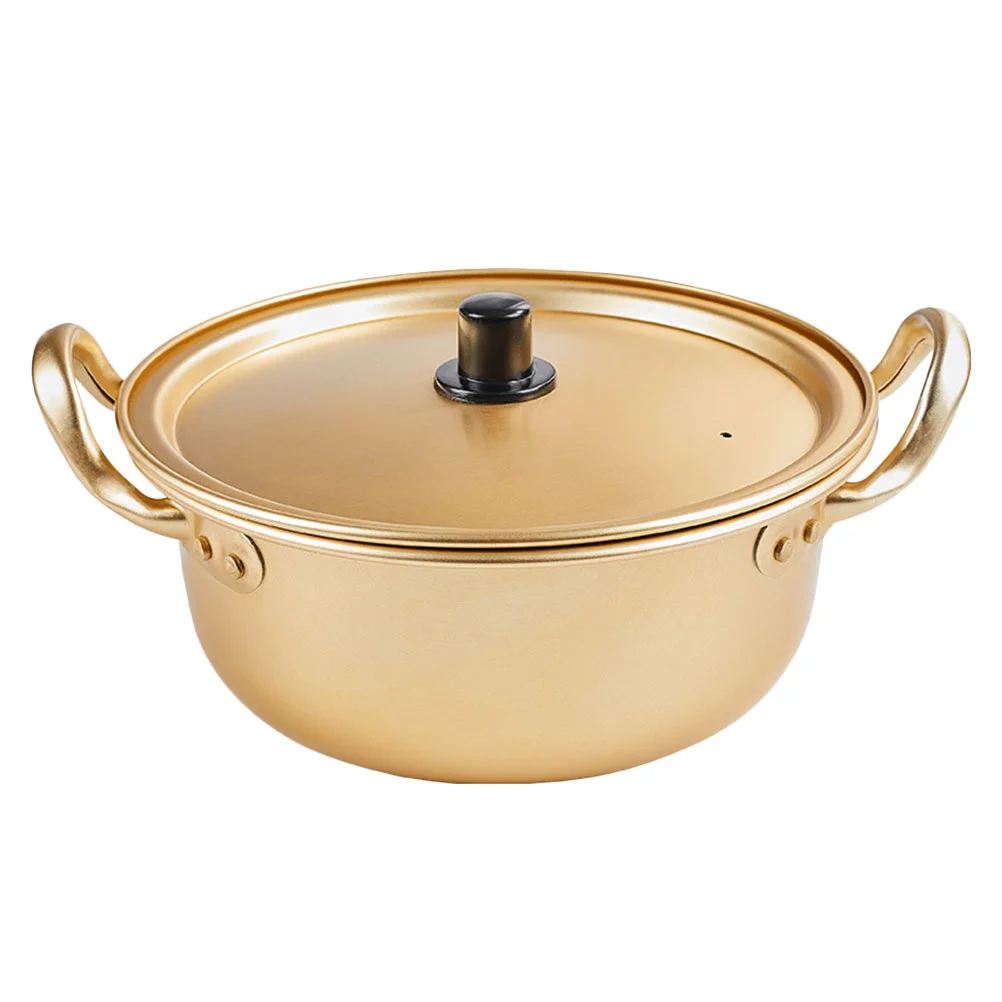 

Pot Ramen Korean Noodle Cooking Instant Ramyun Aluminum Food Cooker Soup Pan Stockpot Hot Kitchen Saucepan Bowl Noodles Lid