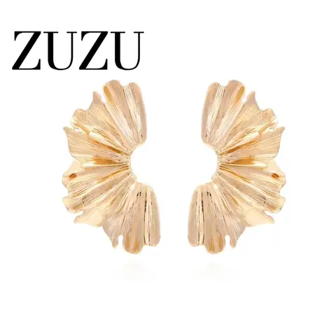 2024 Модные Винтажные темпераментные серьги-гвоздики золотого цвета в форме веера для женщин большие висячие серьги ювелирные изделия в подарок