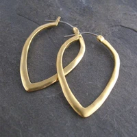 classic metal v drop earrings vintage simple metal gold color hollow handmade statement dangle earrings jewelry