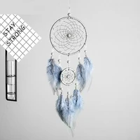 hanging decorations blue dream catcher wall hanging kawaii room decoration aesthetic with feathers girl sweet home decor modern