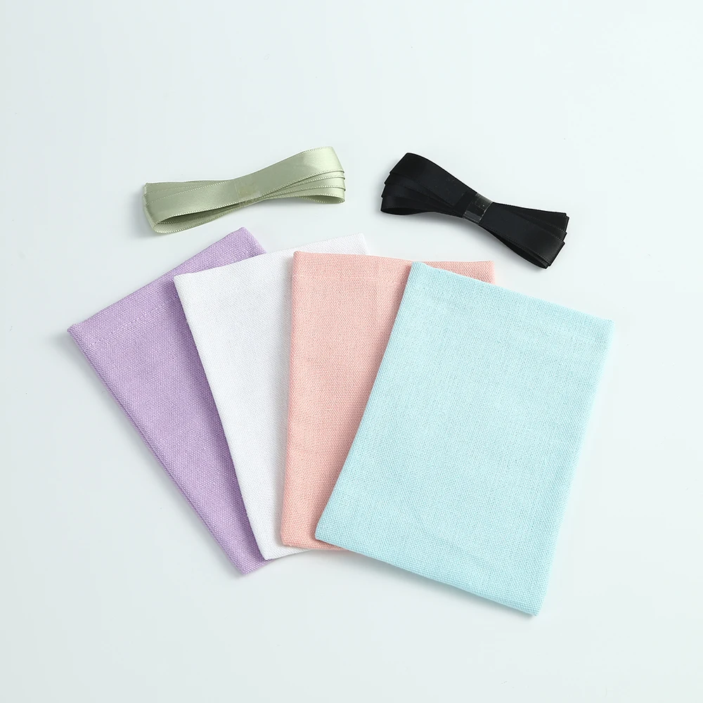 50pcs Multicolor Cotton Burlap Bucket Jewelry Bag with Ribbon Small Pouches for Wedding Christmas Candy Bag Custom Logo Mariage