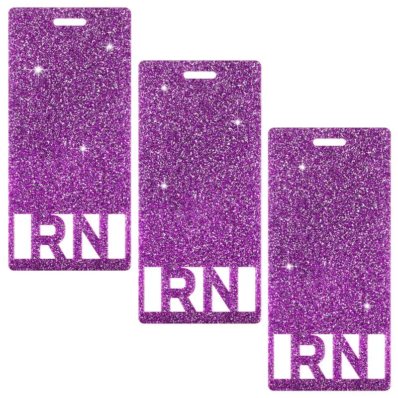 

3 Pcs Registered Nurse RN Glitter Badge 5.7X11cm Badge Holder ID Badge Card For Nurse Coworkers Nursing Students