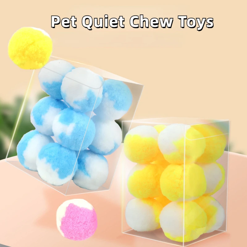 12in1 No Noise Colorful Plush Ball Cat Toys Molar Bite Resistant Bouncy Ball Interactive Funny Cat Balls Chew Toy Pets Supplies