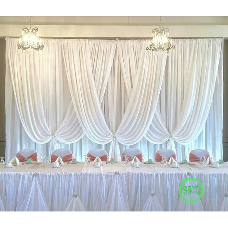 

10ft X 20ft Pure White Wedding Backdrop With Romantic Dropping Swags Stage Decoration