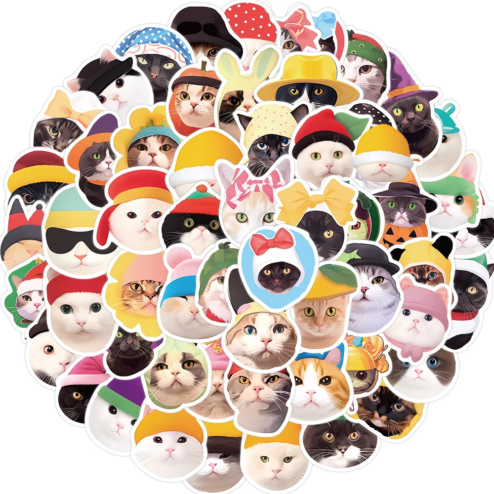 

10/30/59PCS Cute Cartoon Cat Meme Graffiti Stickers Funny Decals Decoration DIY Skateboard Phone Fridge Bike Sticker for Kids