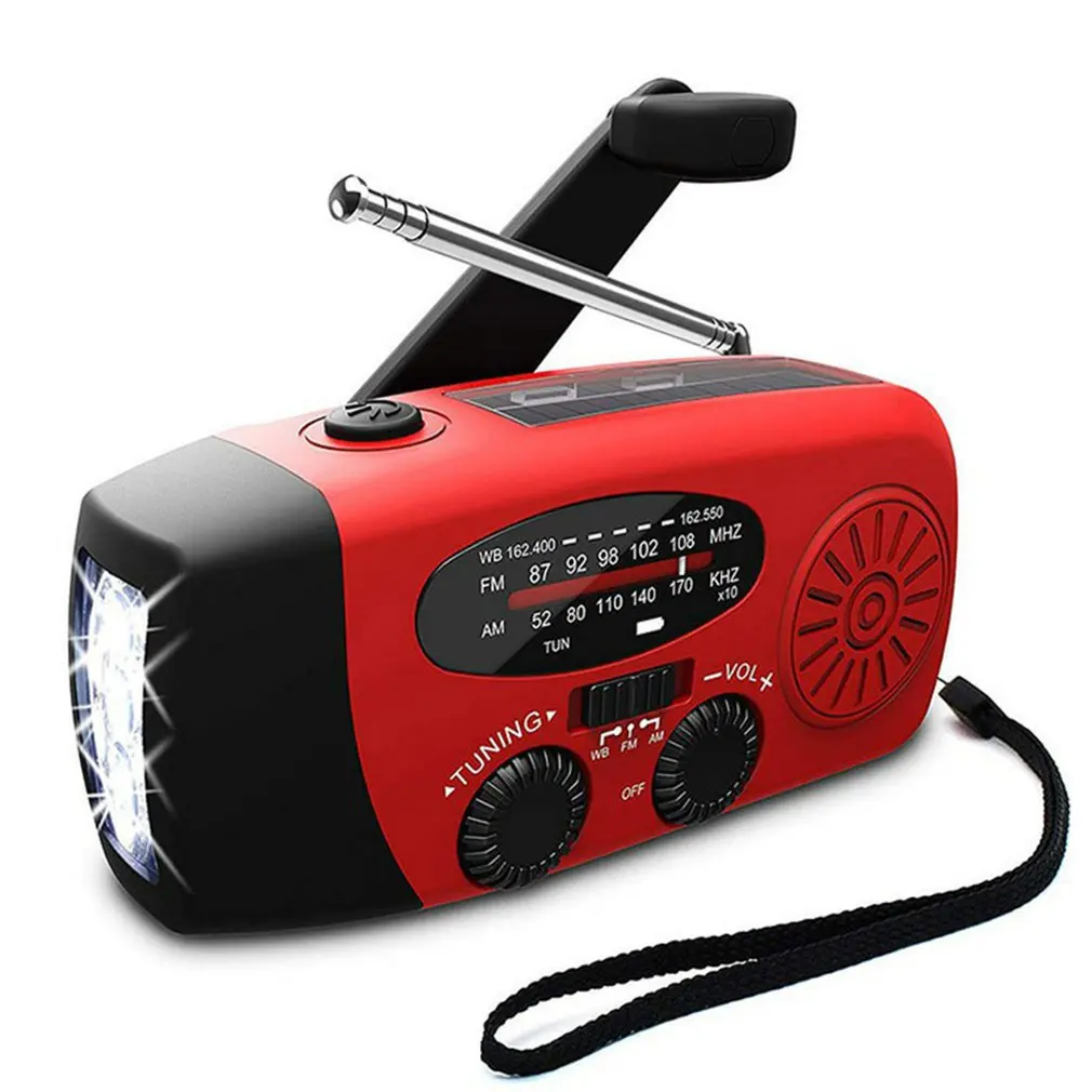 

Solar Hand Crank RADIO Receiver Mini Portable AM/FM/WB Weather Radio With 3 LED Flashlight Emergency Power supply/Bank Outdoor
