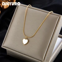 dieyuro 316l stainless steel love heart necklace for women fashion 3 color female clavicle chain girls jewelry holiday gift