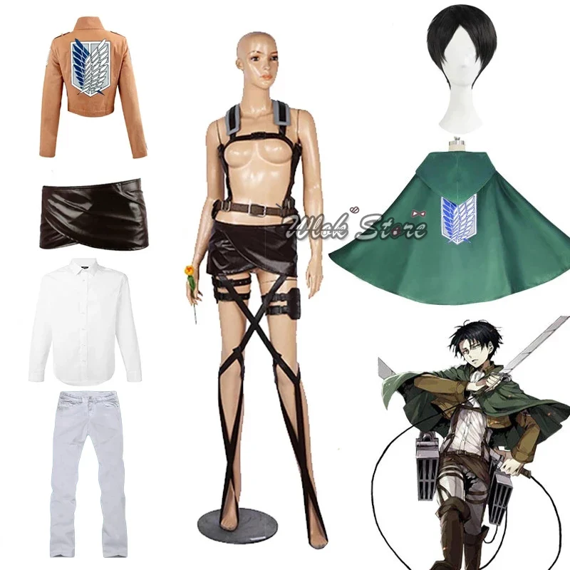 

Attack on Titan Shingeki no Kyojin Rivaille·Ackerman Cosplay Costume Levi Ackerman Scouting Legion Suit Leather Belt Pants Shirt