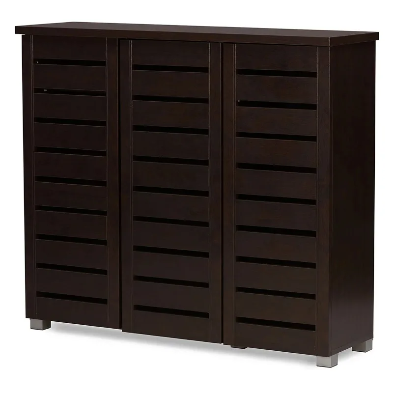 

Adalwin Modern and 3-Door Dark Brown Wooden Entryway Shoes Storage Cabinet