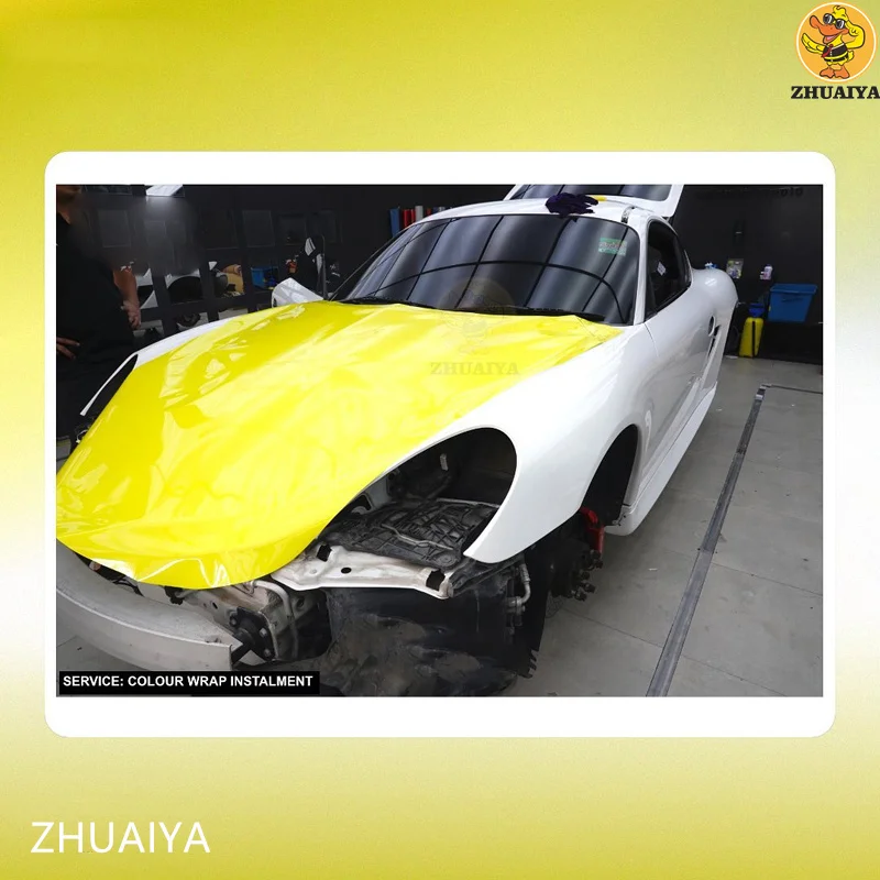 ZHUAIYA Hyper Gloss Lemon Yellow виниловая пленка Автомобильная упаковка для автомобильной