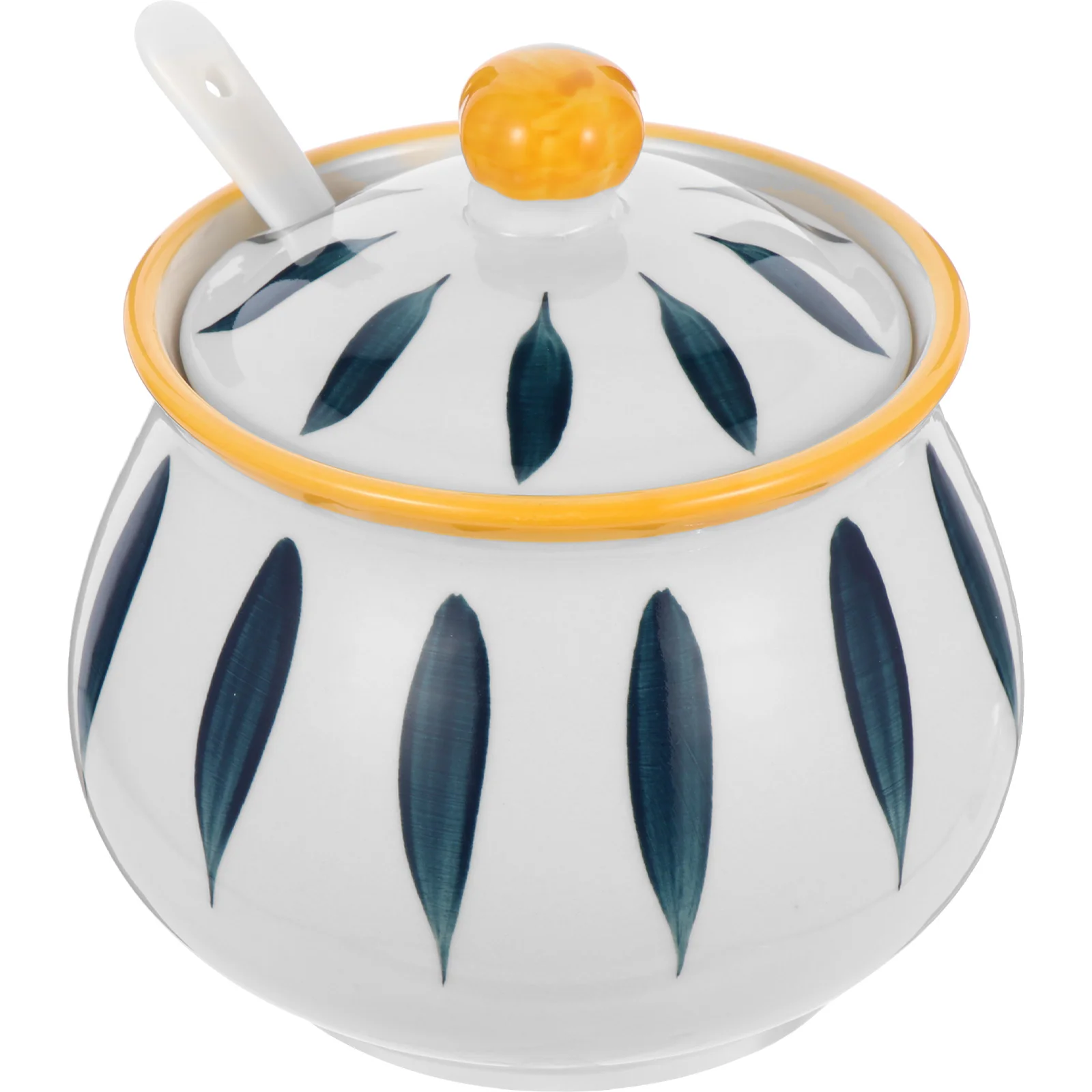 

Household Ceramic Grease Jar Japanese Style Condiment Container with Scoop Seasoning Container