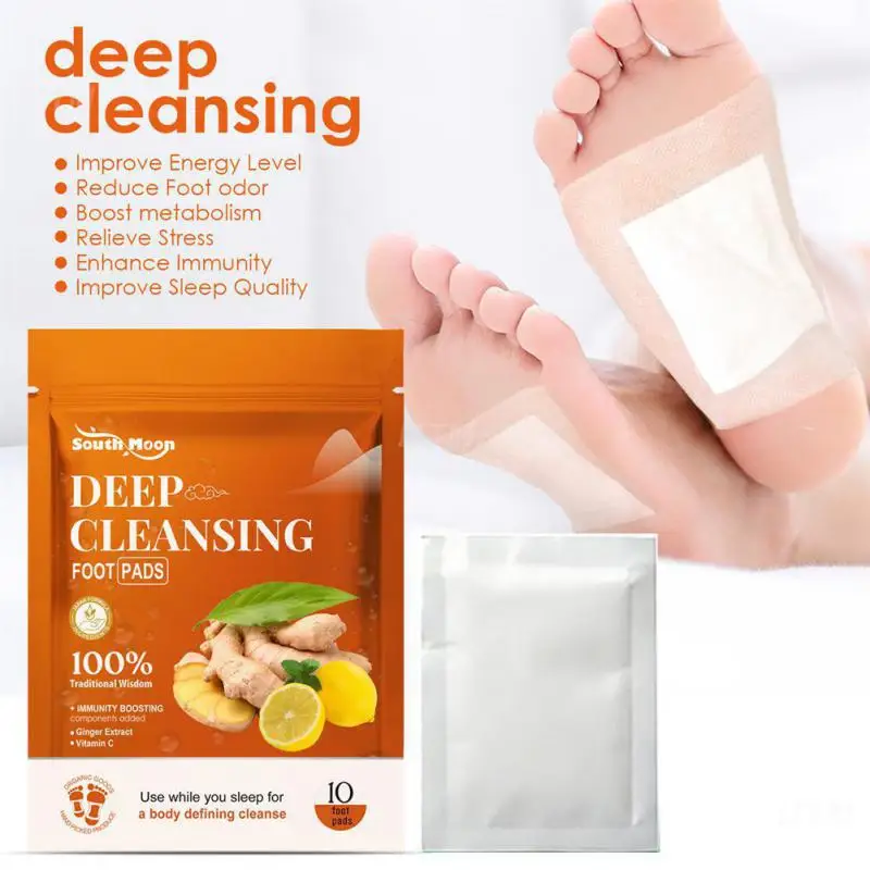 

10Pcs Ginger Detox Foot Patch Detoxification Pads Patches Body Toxins Cleansing Stress Relief Improve Sleep Feet Stickers Care