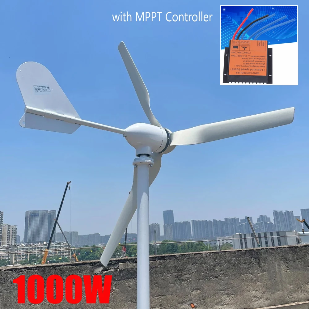 

1000w Wind Turbine Generator 1kw 12v 24v 48v Horizontal With MPPT Controller Free Power WindMill For Home Alternative Energy