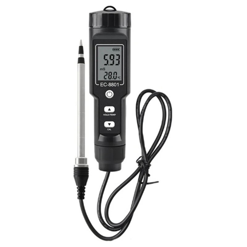 

Digital EC/Temp Soil Tester 0.00-10.00MS/Cm Conductivity Meter Waterproof Sensor Analyzer For Planting Garden Outdoor