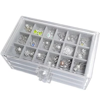 54 grids acrylic jewelry storage box tray with drawer ring earring box bracelet necklace pendants tray holder jewelry organizer