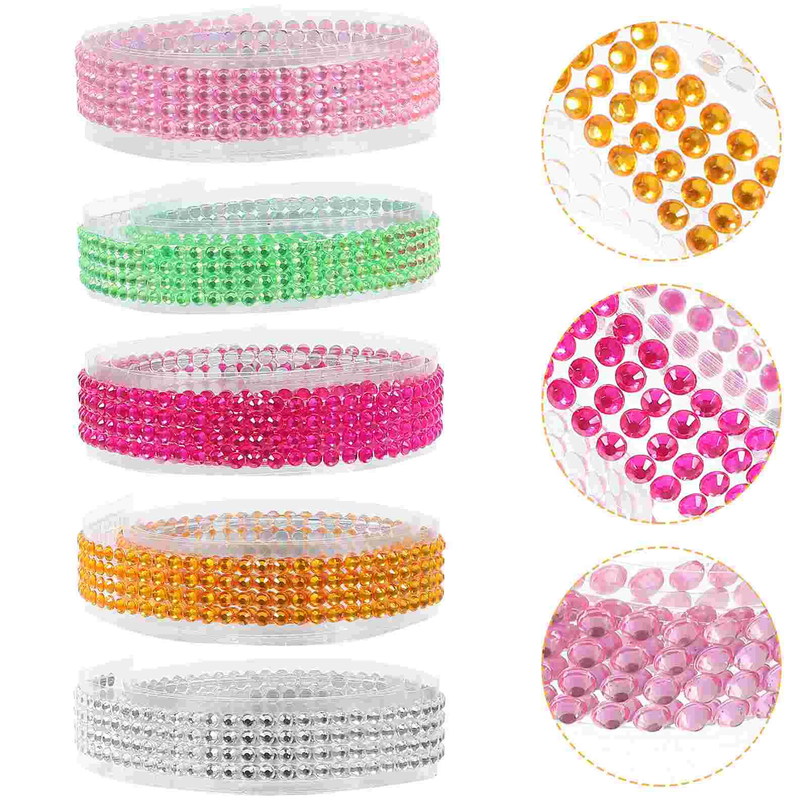 

5 Rolls Decorative Adhesive DIY Sticker Multi-use Rhinestone Adhesive Tape