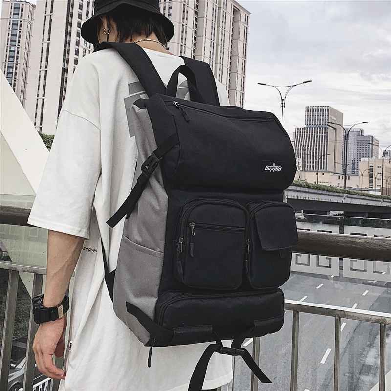 

7750 2022 new Hong Kong style retro fashion brand flip Japanese backpack female large capacity backpack