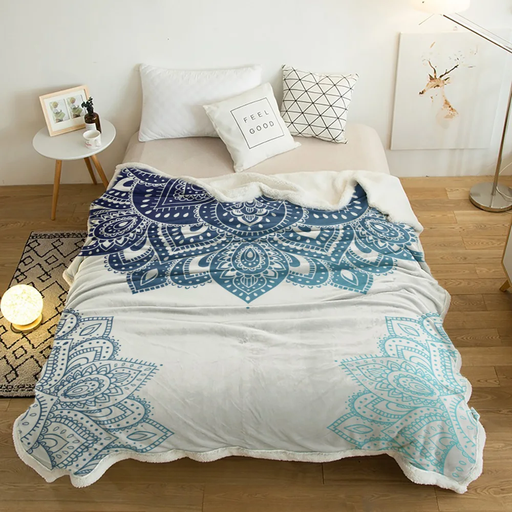 

Mandala Flowers Bloom Abstract Plush Throw Blanket Sherpa Fleece Bedspread Blankets Sofa Cover Bedding Picnic Wool Soft Blanket