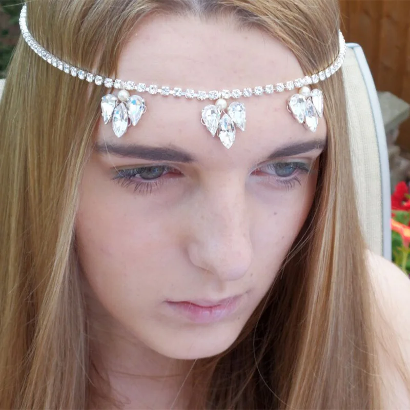 

Женский свадебный головной убор Stonefans, украшение в виде цветка на лбу, стразы, украшение для свадьбы