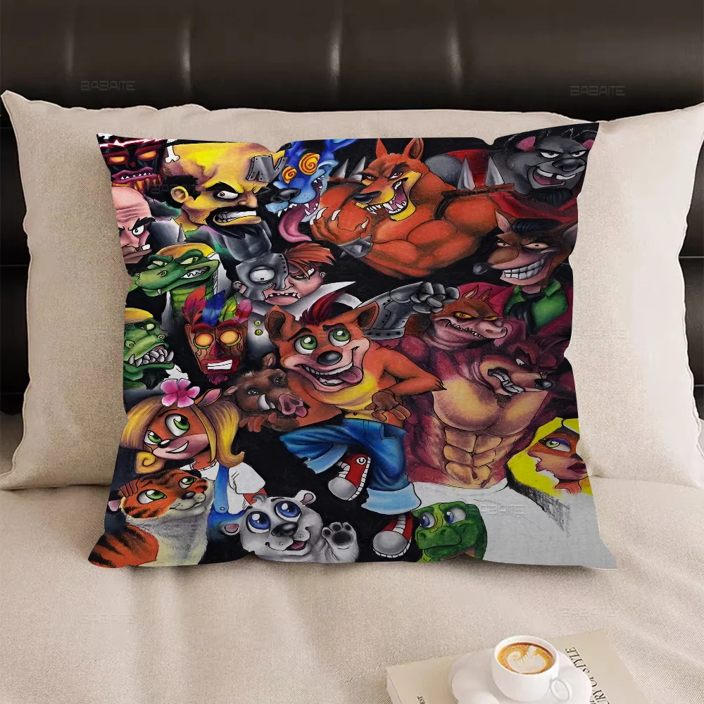 C_CrashS_B- Bandicoot Game Подушка Аниме Диван-кровать Голова Наволочка Чехол 45x45 см Мода