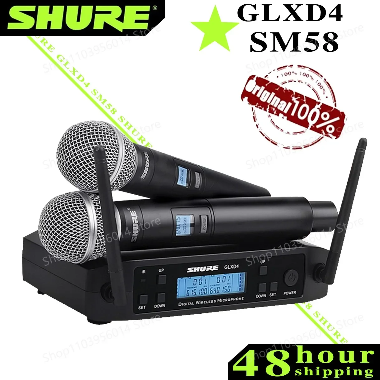 Shure GLXD4 SM58 Беспроводной 2 ручной микрофон UHF динамический профессиональный для