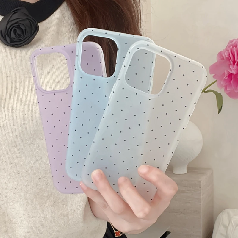 Прозрачный чехол в горошек для iPhone 12 13 14 15 Pro Max