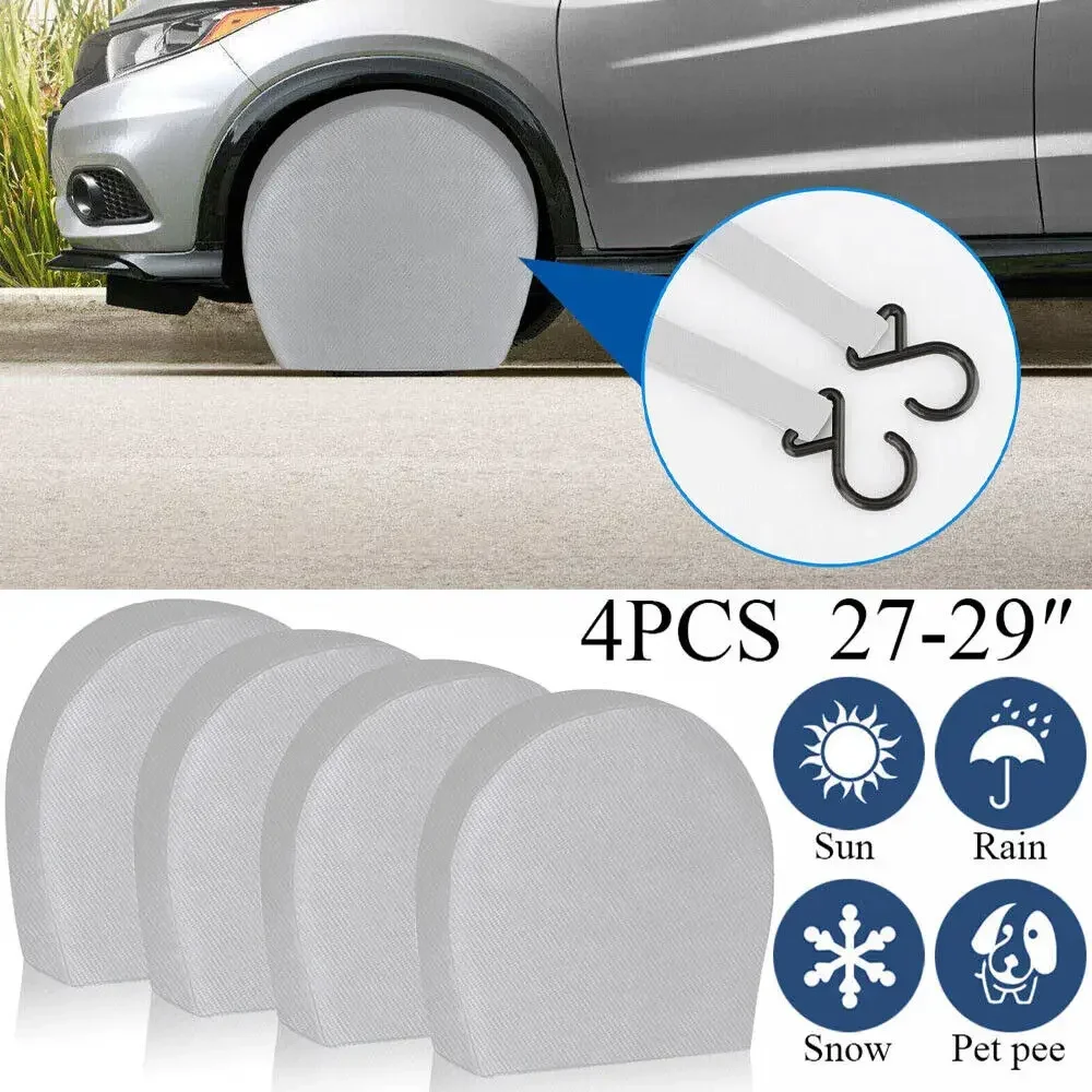 

4PCS Tire Cover Waterproof Wheel Tires RV Trailer Camper Sun Cover 27-29