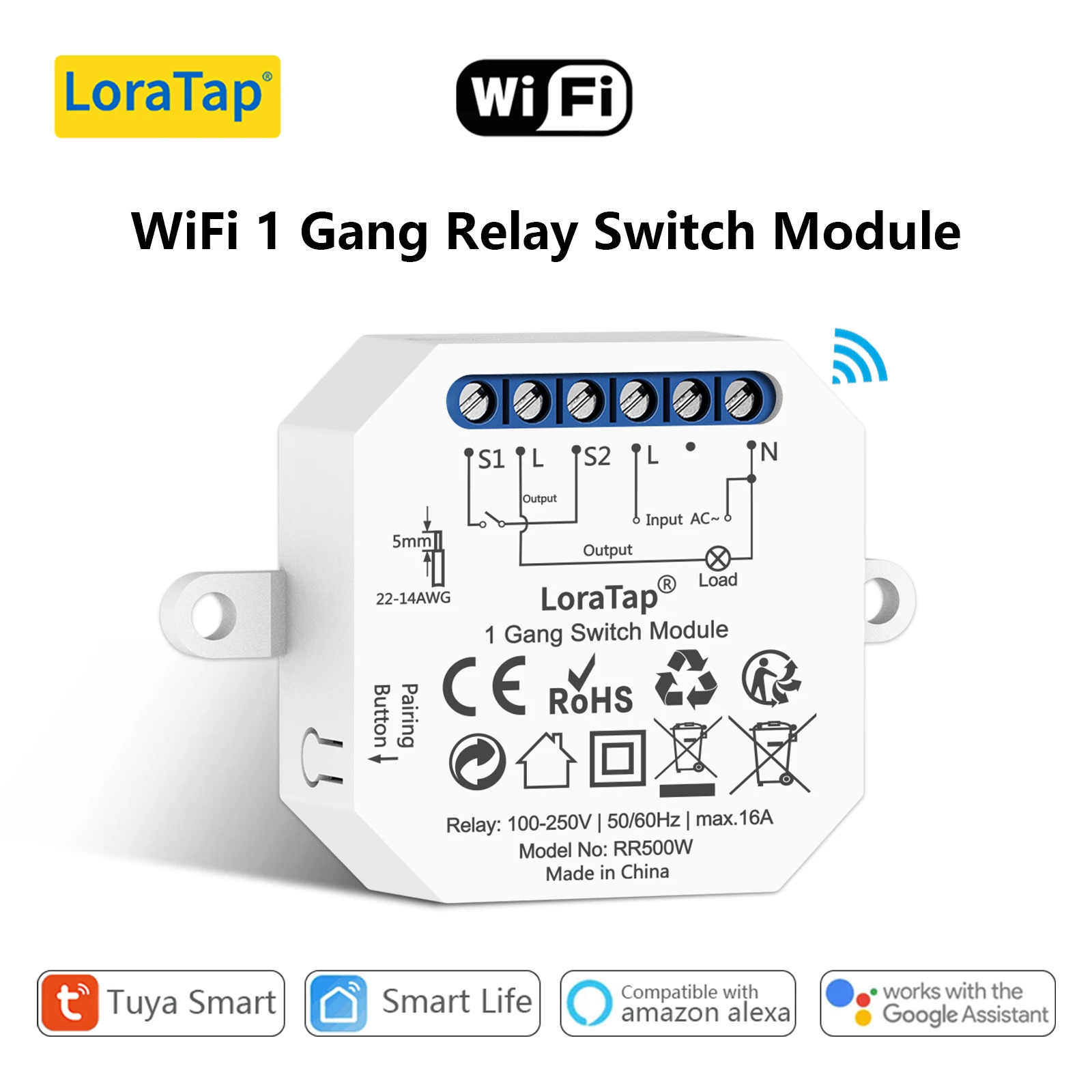

Беспроводной релейный модуль LoraTap ZigBee/Wi-Fi 16А