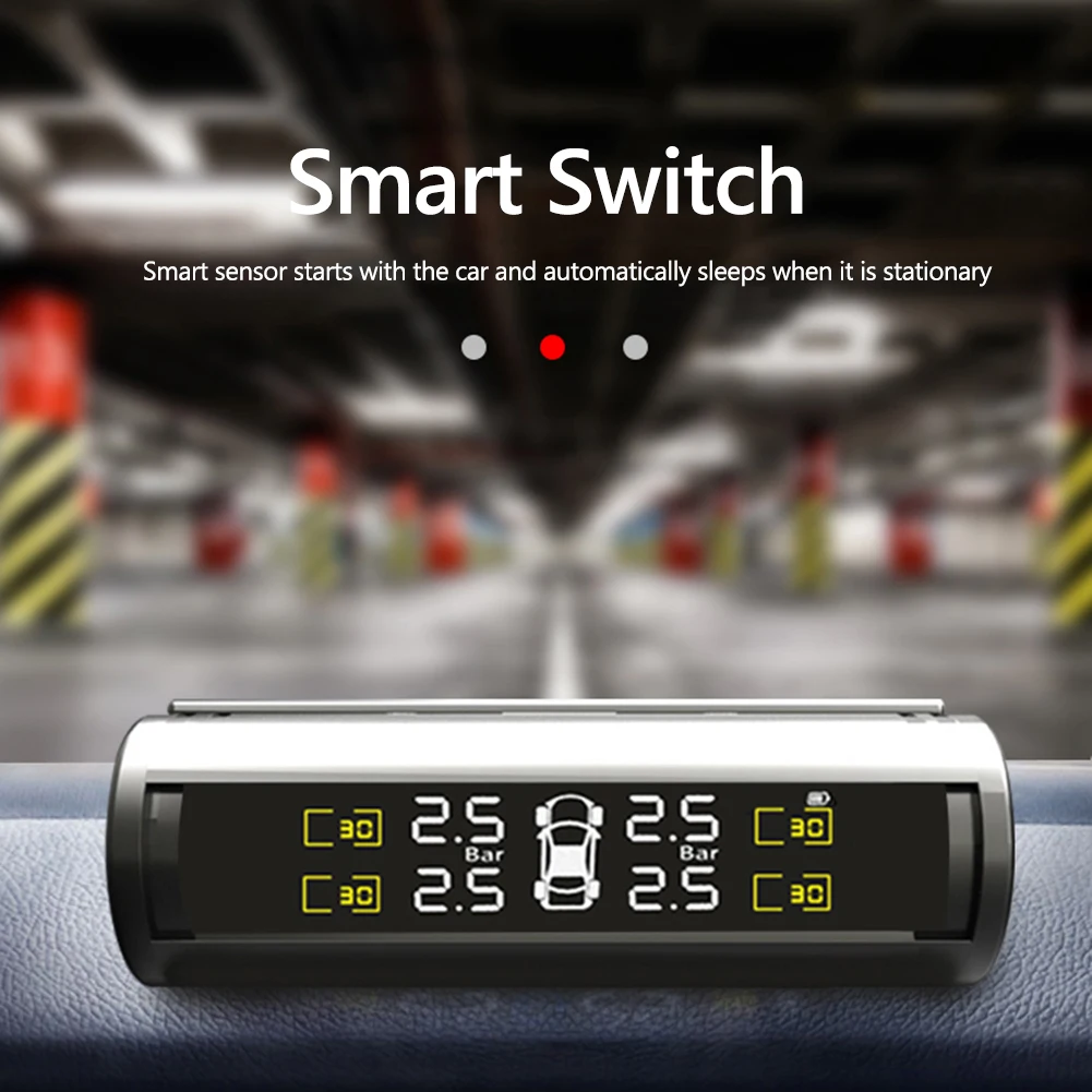 

Автомобильная система контроля давления в шинах TPMS на солнечной батарее с USB-зарядкой, система сигнализации для защиты автомобиля, аксессуа...