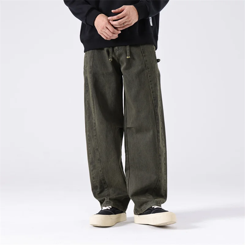 Мужские повседневные свободные прямые брюки-трубы весенне-осенние тяжелые брюки