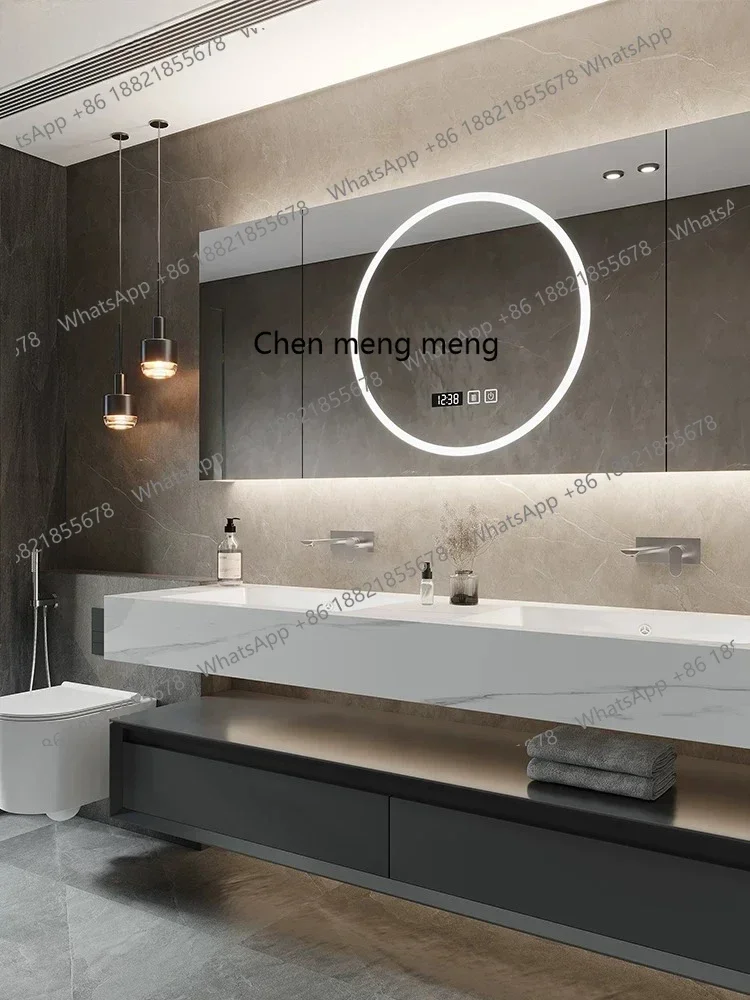Фото A178Новая комбинация тумбы для ванной комнаты и раковины из Corian в стиле лайт-люкс, с бесшовной керамической раковиной из сланца №3