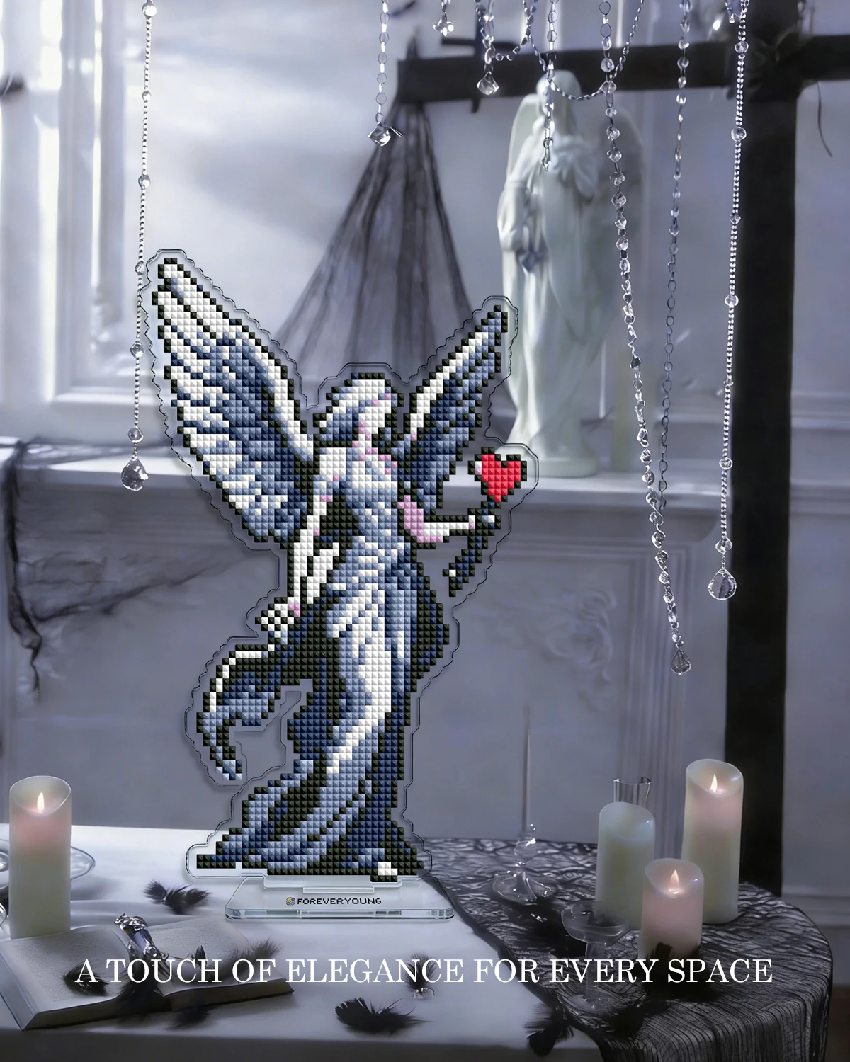 Фото Подставка Foreveryoung Love Goddess Angel Diamond, 14,4×22,9 см, квадратные стразы из смолы, акриловый декор для стола №5