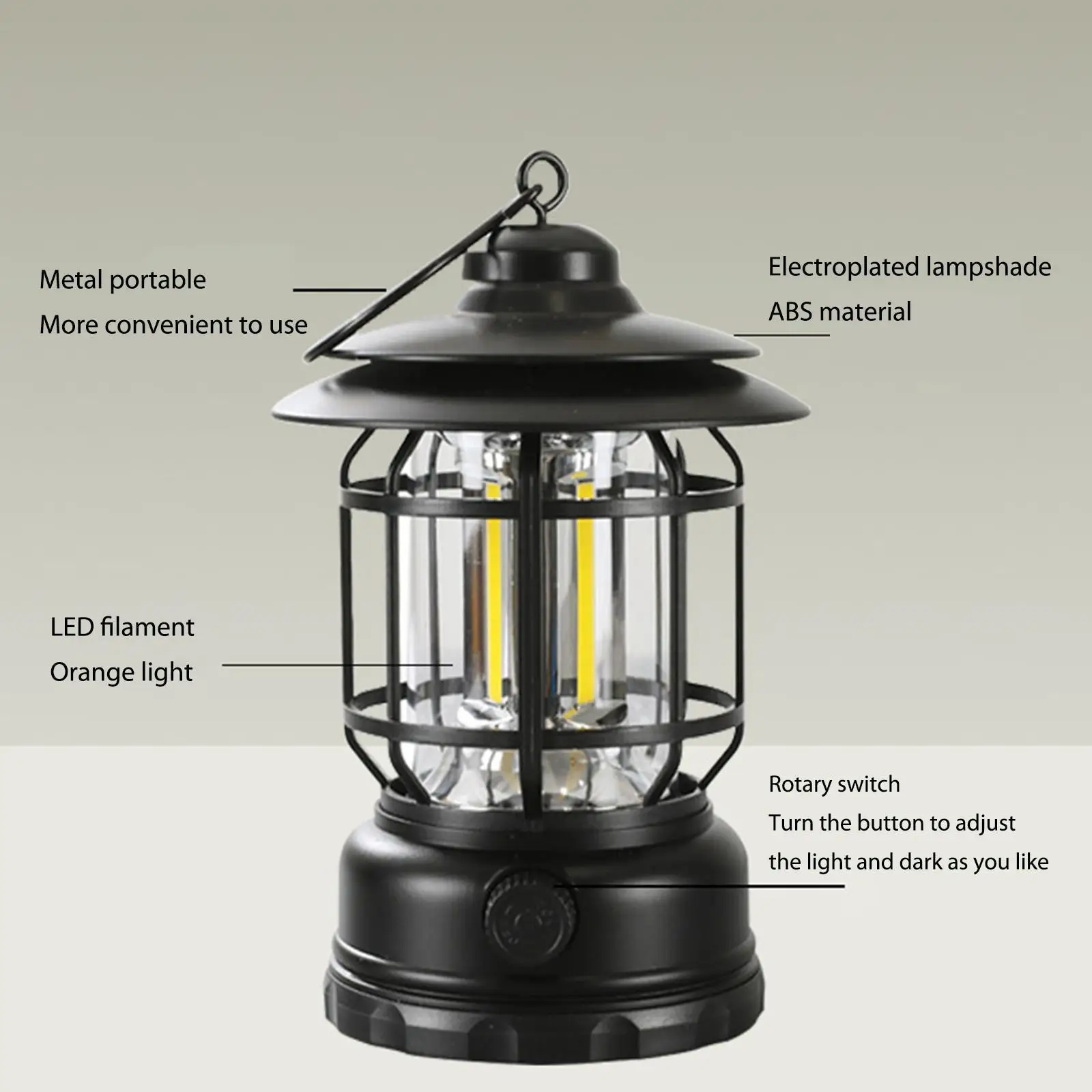 

Retro Portable Camping Lantern Bluetooth-compatible Speaker 300LM 1200mAh Travel Tents Lamps IPX4 Waterproof for Hiking Climbing