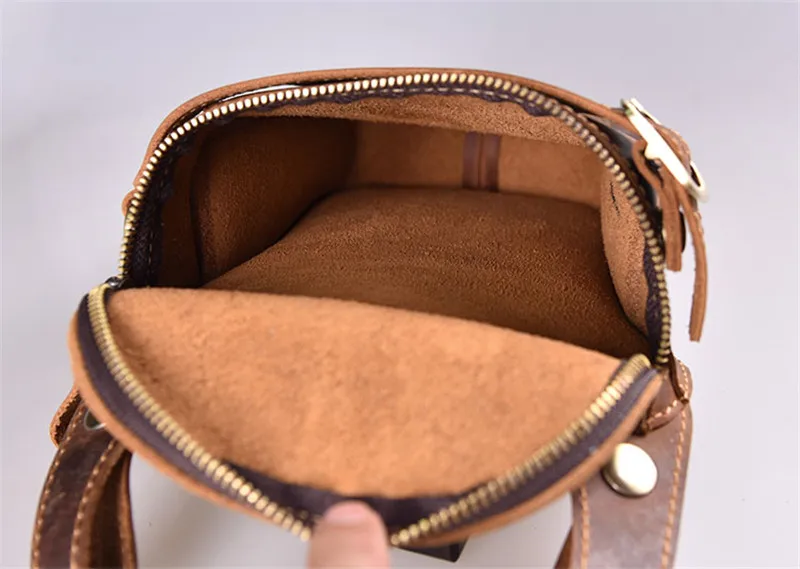 Vintage natural organizer genuine leather men's belt bag casual crazy horse cowhide motorcycle waist pack high quality phone bag