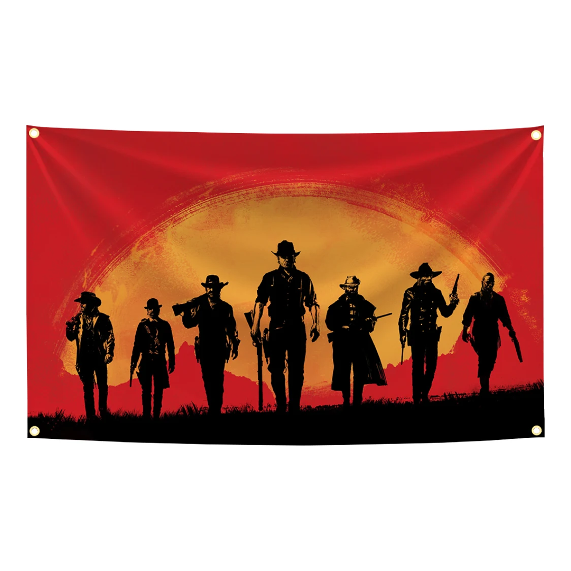 Фото Флаг-гобелен Red Dead Redemption 2, 60x90см, 90x150см, 120x180см, полиэстер, с латунными люверсами, для декора стен №2