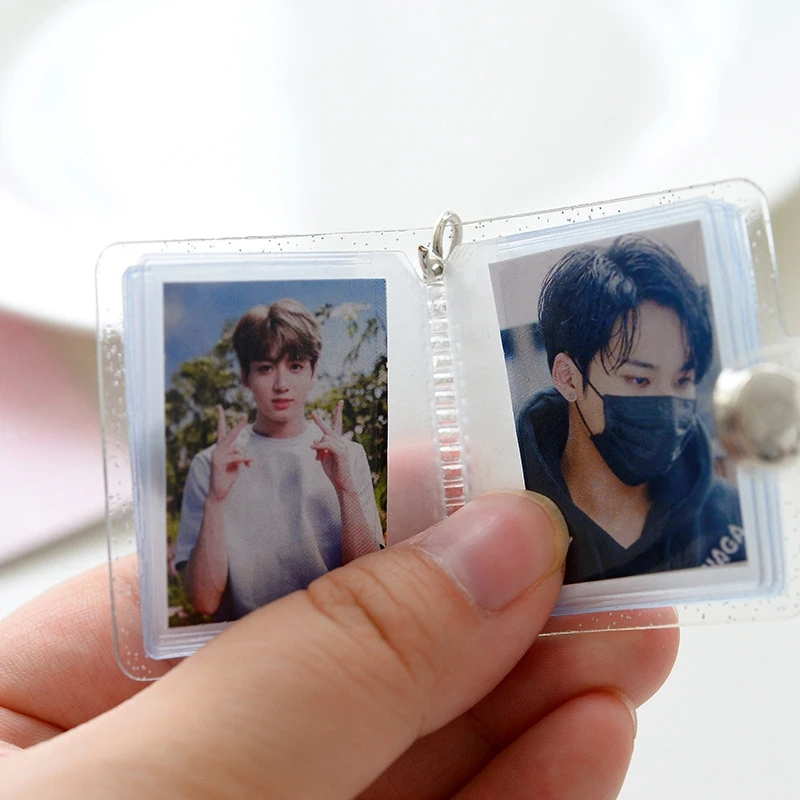 

Transparent Photo Album for Mini Cards 1/2 In Photocard Holder with Keychain Sticker Scrapbook Album Name Card Holder Album