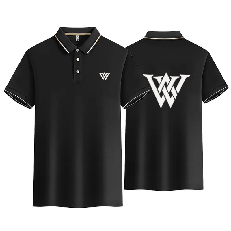 Golf Summer Men's Polo Shirt Men's Polo Neck Slim Fit Solid Button Short Sleeve Casual Men's Business T-shirt Top