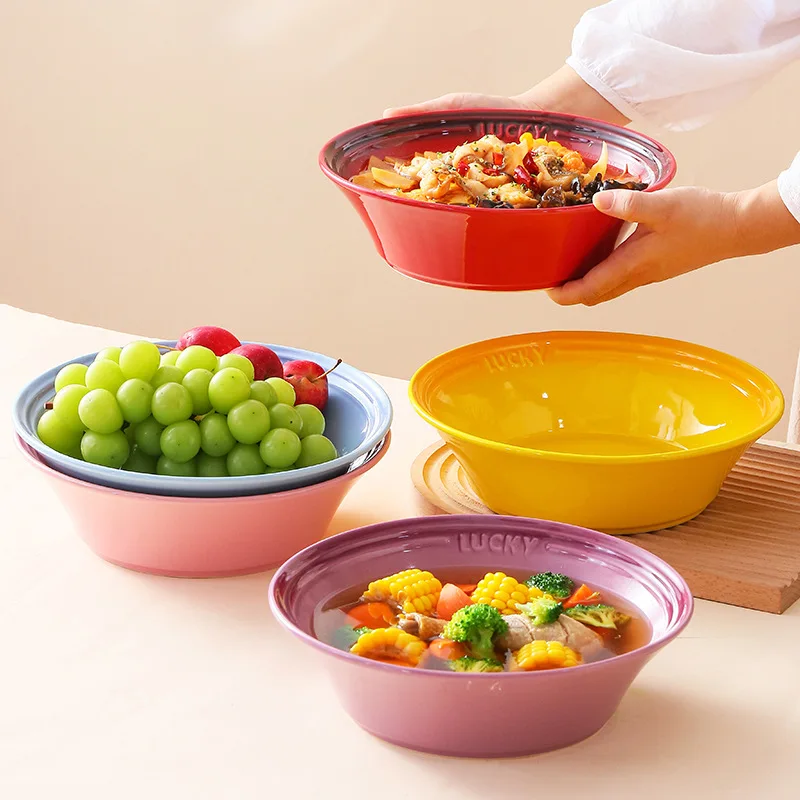 

Ceramic Soup Bowl 1 PCS 1900ml 10.5 inches Ramen Dish Noodle Porcelain Salad Tableware Cereal Kitchen Dishwasher Microwave Safe