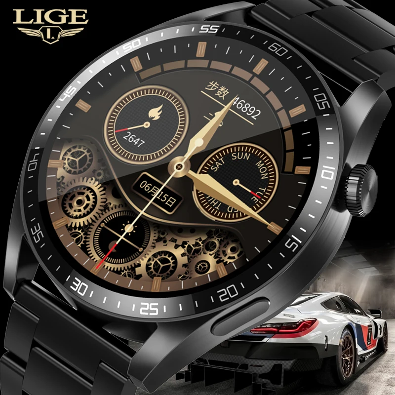 

LIGE New 2022 NFC Smart Watch Men Bluetooth Call Sports Tracking Watch Custom Dial Heart Rate Waterproof Smart Watch For Xiaomi