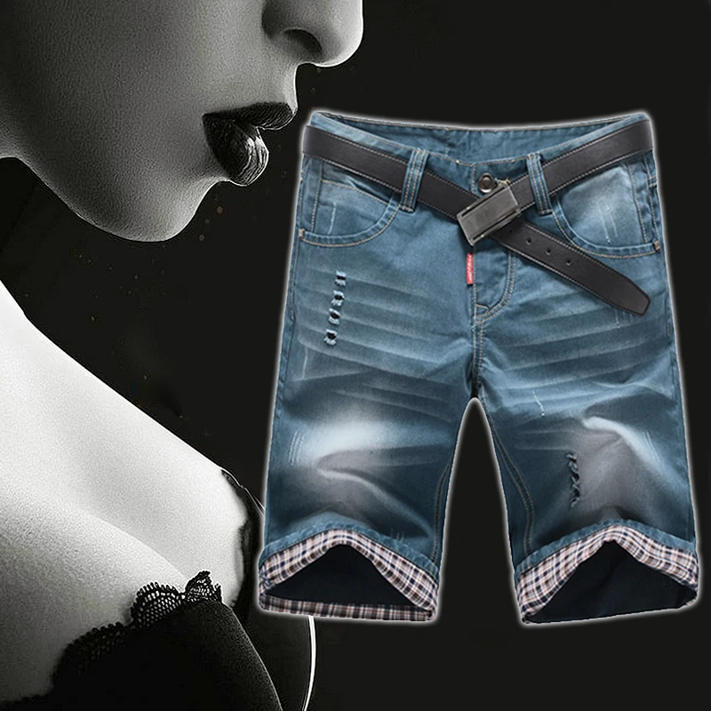 

Джинсовые шорты мужские рваные в стиле ретро, модные штаны из денима, повседневные бермуды с вырезами, одежда на лето