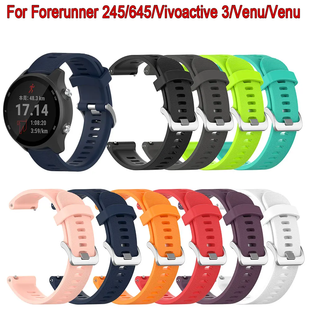 

Официальный ремешок с кнопкой для Garmin Forerunner 245 645 20 мм, силиконовый ремешок для часов, спортивный ремешок для Vivoactive 3, подарок, браслет SQ
