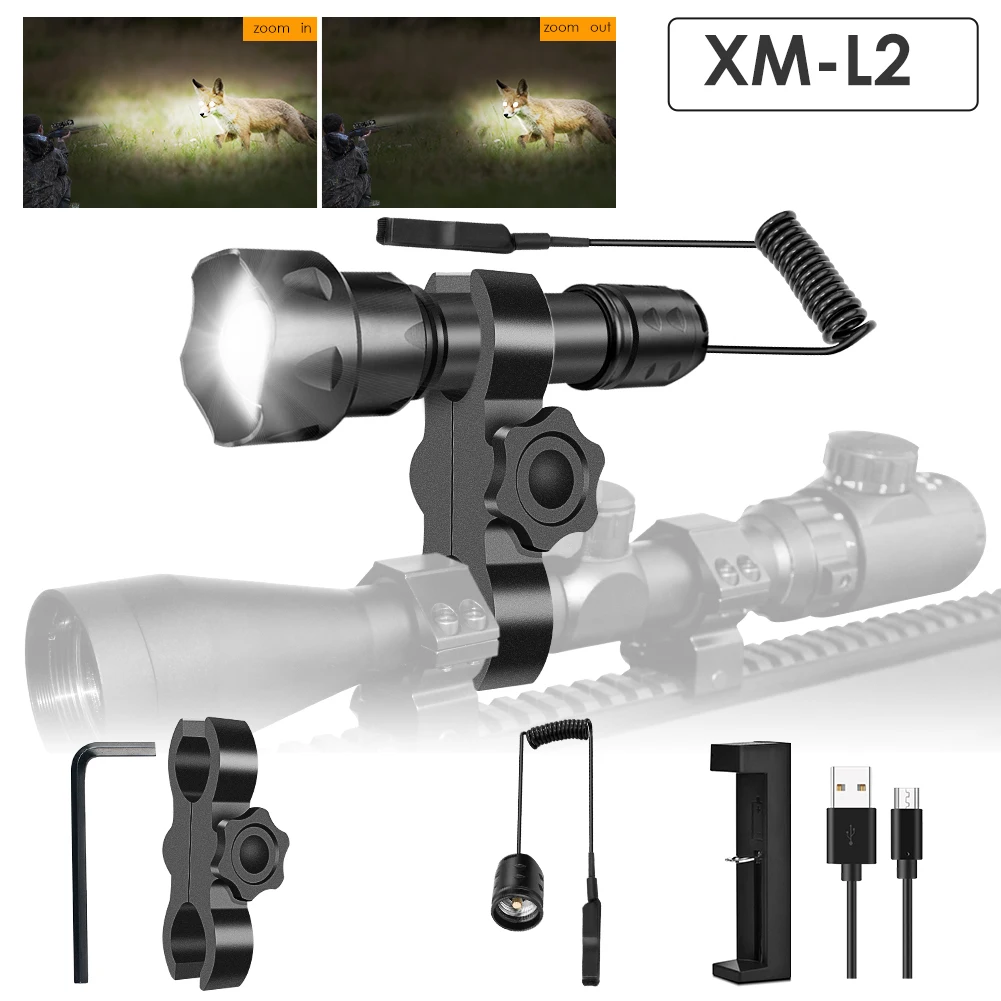 

Aluminum Alloy UniqueFire T20 Lamp Torch XML2 Led Zoom 5 Modes Flashlight Lamp+Remote Pressure+Scope Mount Latern For Camping