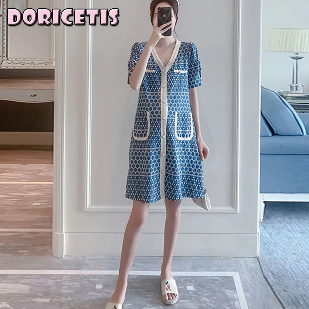 

Платье для беременных модная юбка средней длины с V-образным вырезом и коротким рукавом с цветочным узором Новинка Летнее мягкое свободное ...